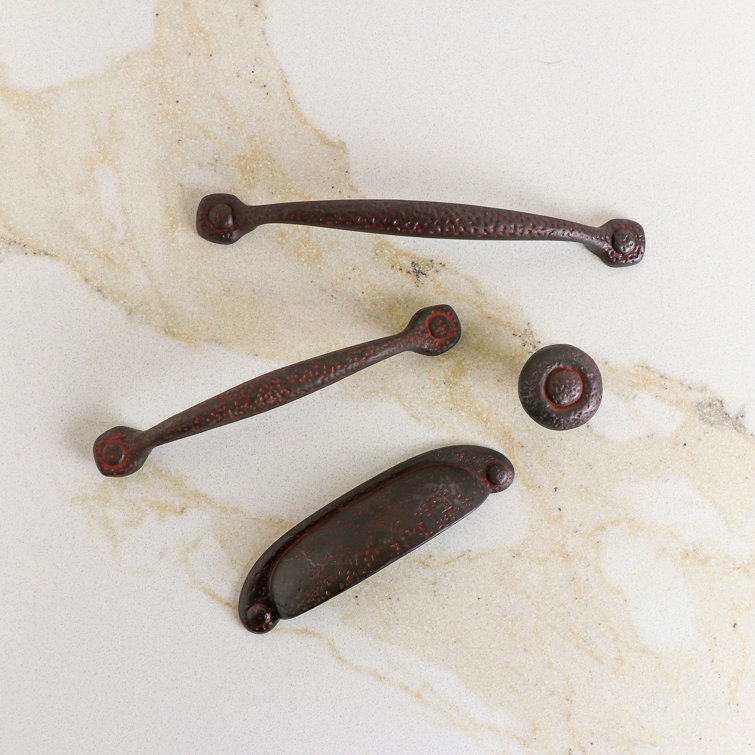 Rustic Iron Matte Cup Pulls with Mounting Hardware, 10-Pack