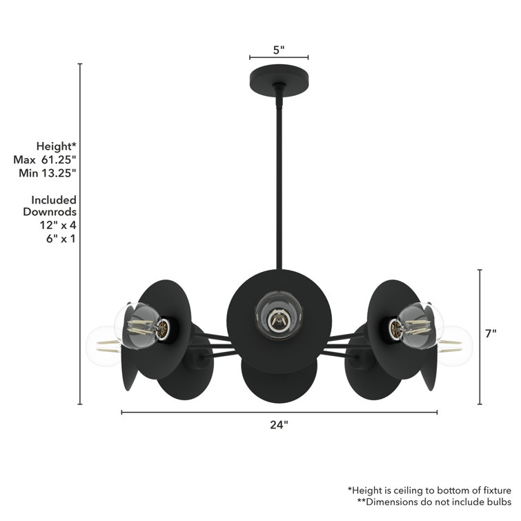 Fernando Matte Black 8-Light Sputnik Chandelier