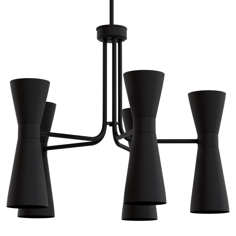 Zola 26" Matte Black 10-Light Mid-Century Modern Chandelier