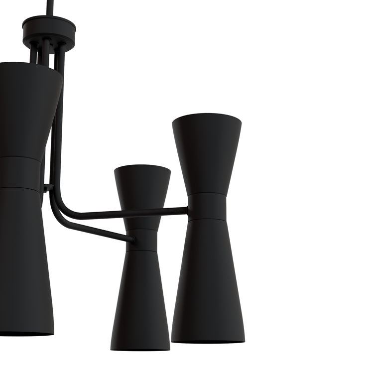 Zola 26" Matte Black 10-Light Mid-Century Modern Chandelier