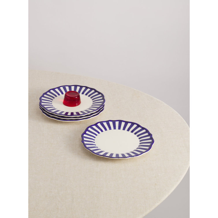 Riviera Blue and White Hand-Painted Ceramic Salad Plates Set