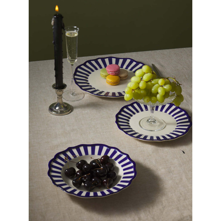 Riviera Blue and White Hand-Painted Ceramic Salad Plates Set
