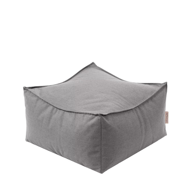 Light Grey Synthetic Outdoor Pouf Cover with Zipper Closure