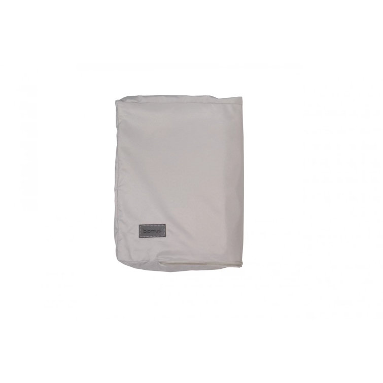 Light Grey Synthetic Outdoor Pouf Cover with Zipper Closure