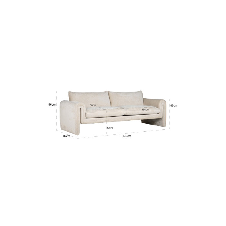 Sandro 91'' White Chenille Upholstered Sofa