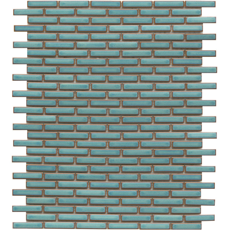 Regala 12" x 12" Blue Porcelain Herringbone Mosaic Tile