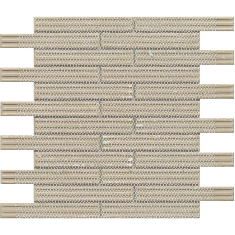 Bequest Glossy Herringbone Porcelain Mosaic Tile 12" x 12"