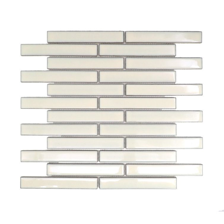 Bequest Glossy Herringbone Porcelain Mosaic Tile 12" x 12"