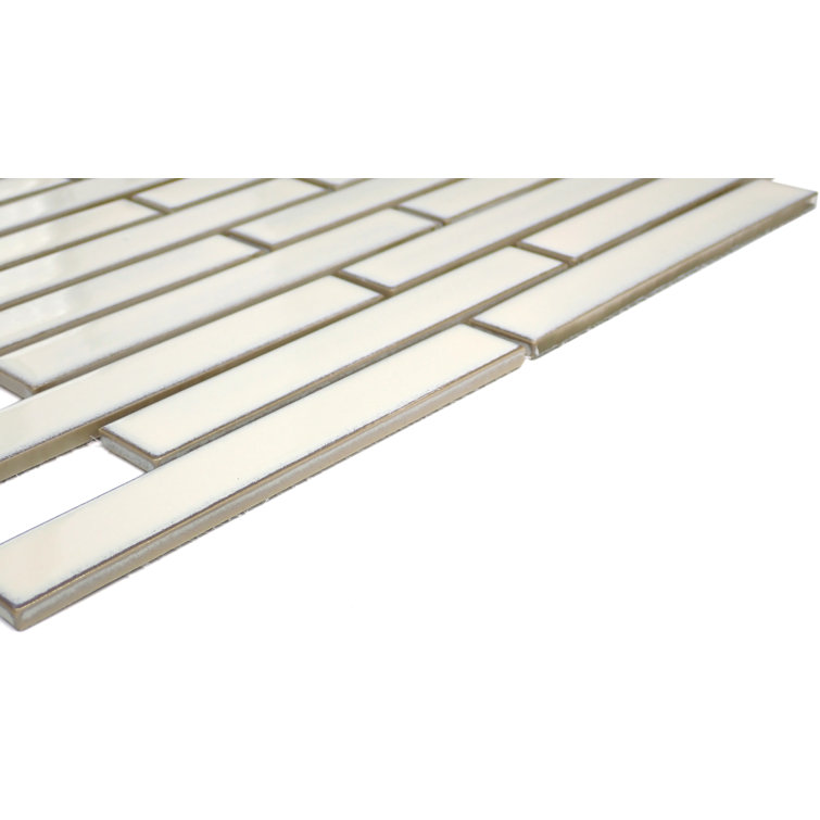 Bequest Glossy Herringbone Porcelain Mosaic Tile 12" x 12"
