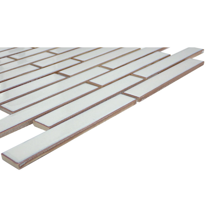 Glossy White Porcelain Herringbone Mosaic Tile