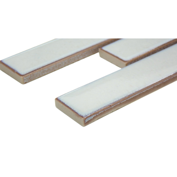 Glossy White Porcelain Herringbone Mosaic Tile