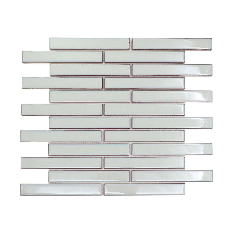 Glossy White Porcelain Herringbone Mosaic Tile