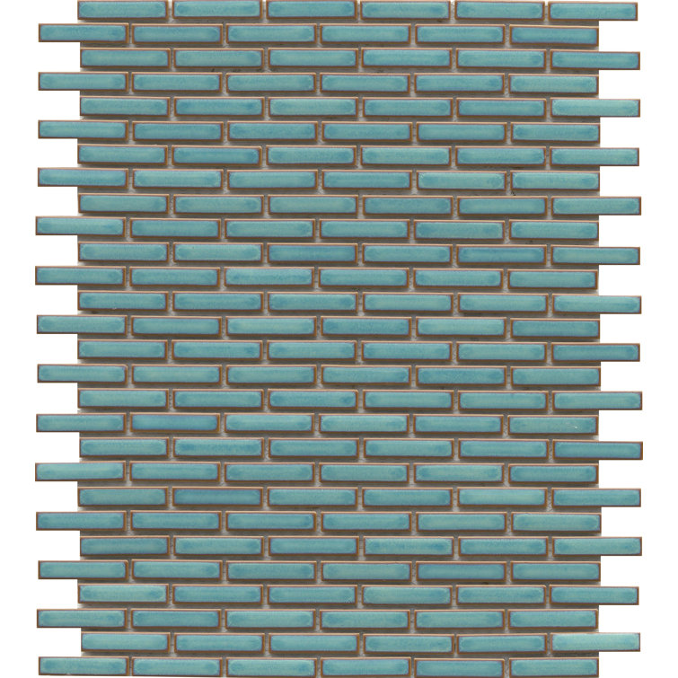Regala 12" x 12" Blue Porcelain Herringbone Mosaic Tile