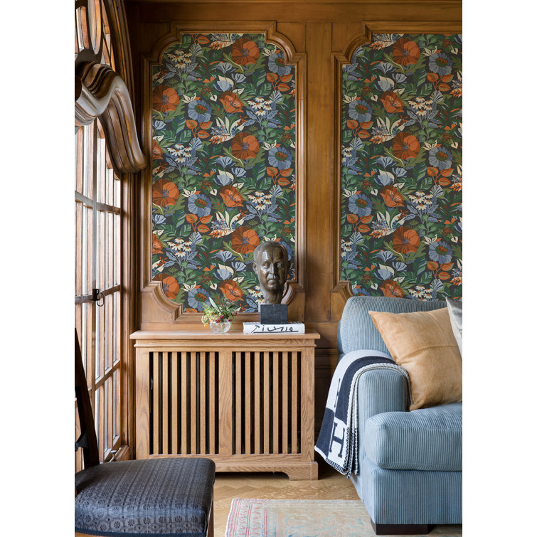 Charcoal Floral Peel and Stick Wallpaper Roll