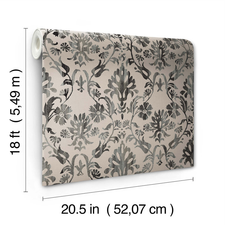 Taupe Damask Peel and Stick Vinyl Wallpaper Roll