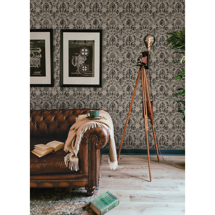 Taupe Damask Peel and Stick Vinyl Wallpaper Roll