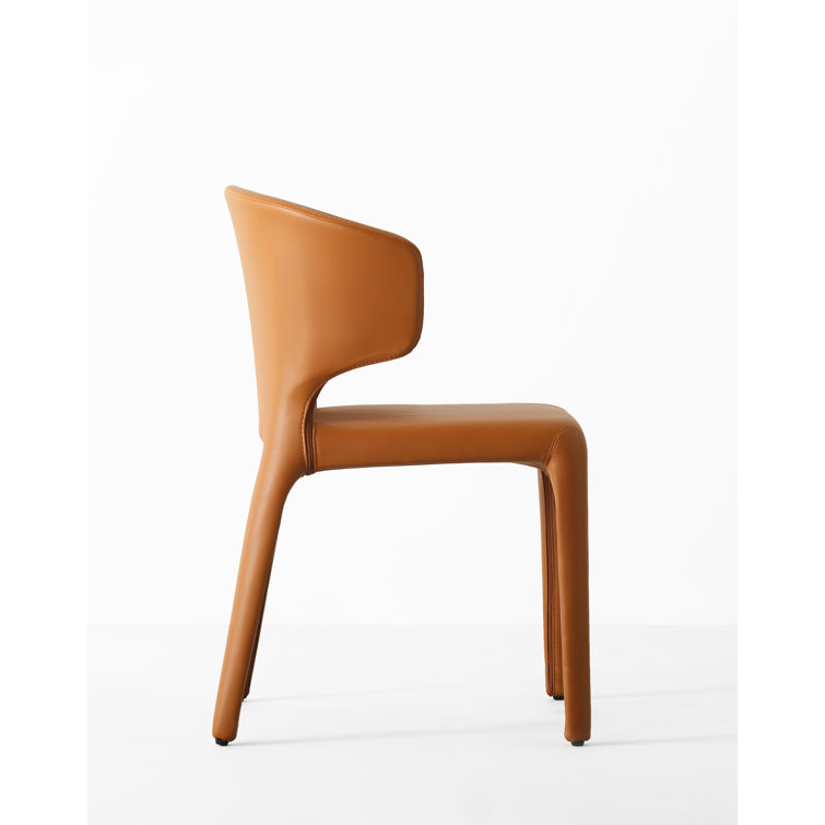Saddle Faux Leather Upholstered Side Chair with Metal Legs