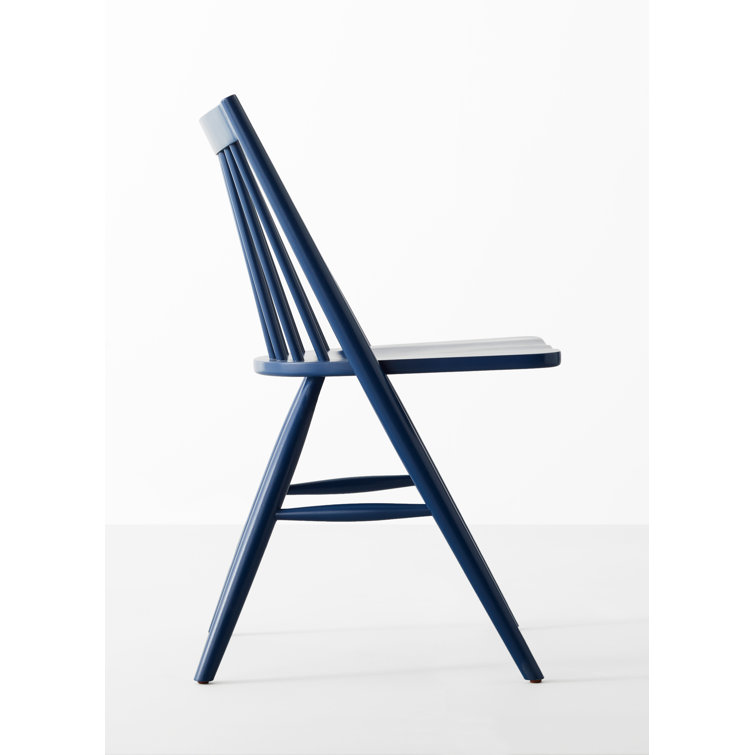 Navy Solid Wood Slat Back Side Chair Set