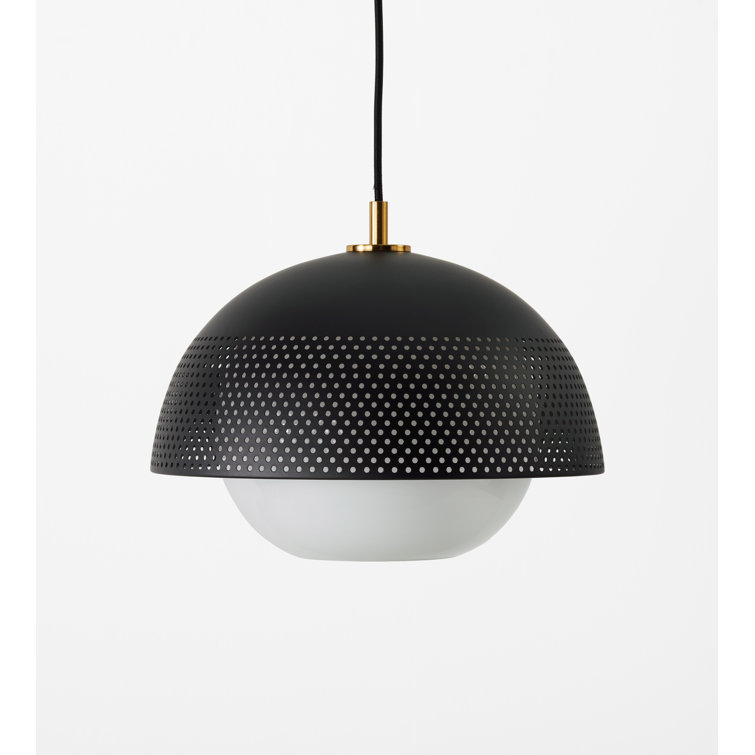 Elegant Matte Black & Satin Brass Globe Pendant Light with White Glass