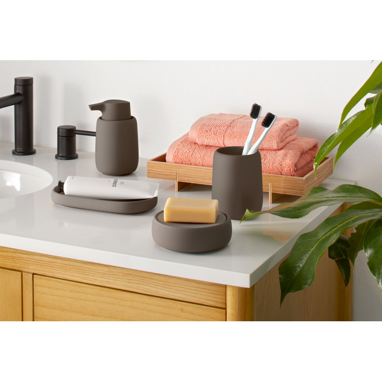 Misty Rose Sono Freestanding Bathroom Tray in Magnet Charcoal