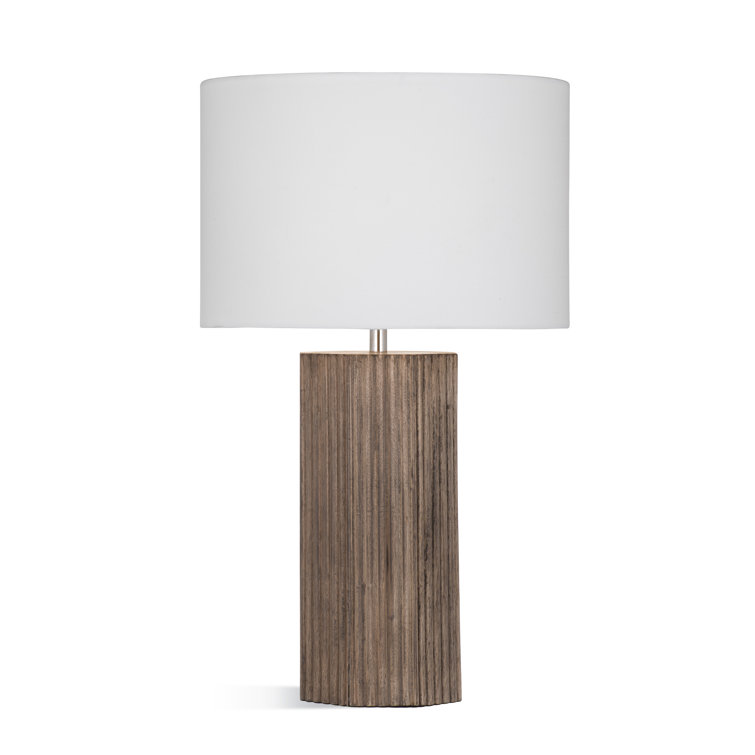 Melissa 27" Burnt Wood Table Lamp with White Linen Shade