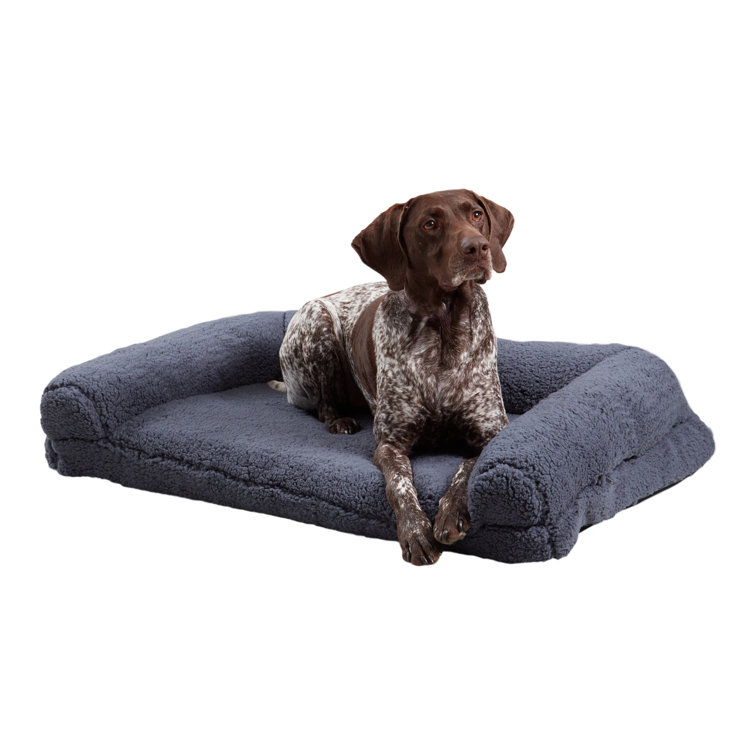 Large Blue Steel Sherpa Sofa Style Dog Bed
