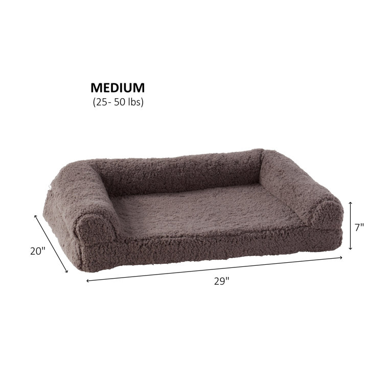 Medium Fossil Sherpa Sofa Style Dog Bed