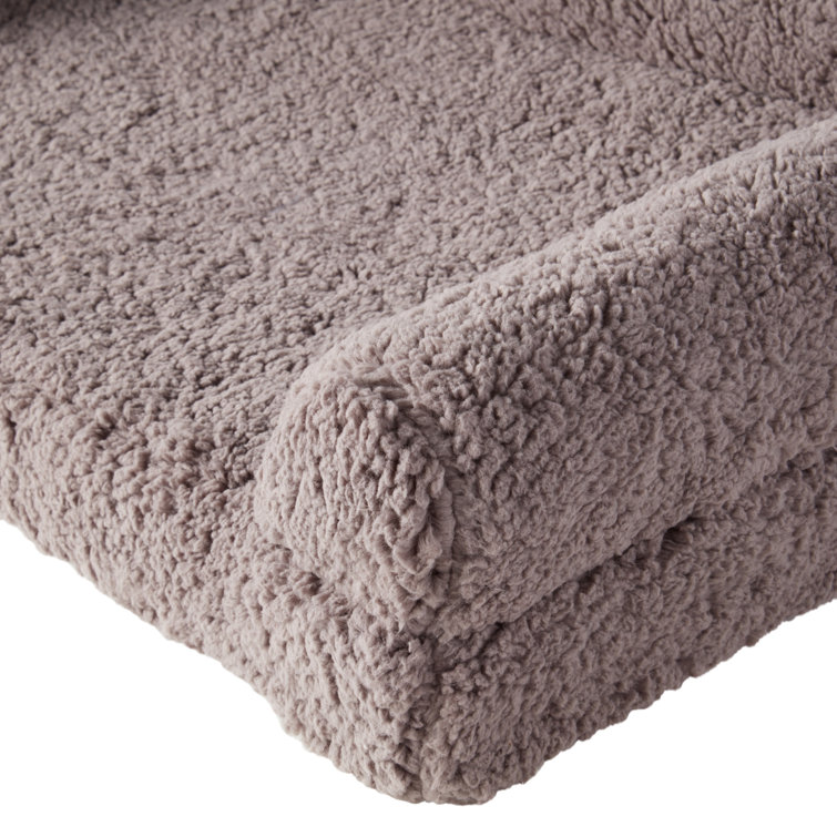 Medium Fossil Sherpa Sofa Style Dog Bed