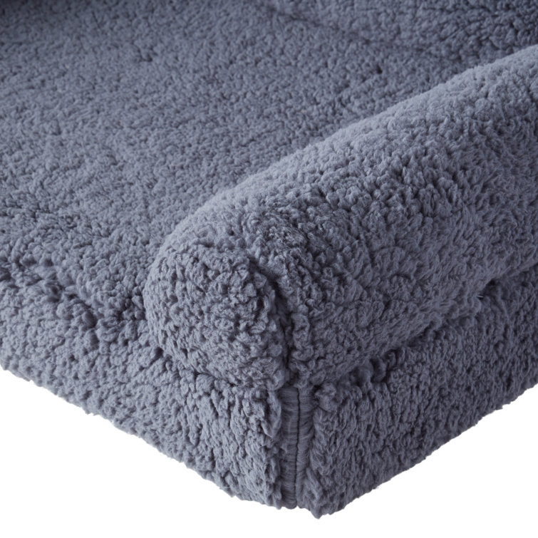 Large Blue Steel Sherpa Sofa Style Dog Bed