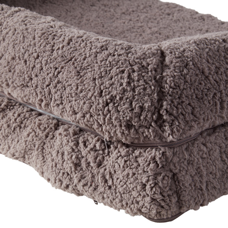 Medium Fossil Sherpa Sofa Style Dog Bed