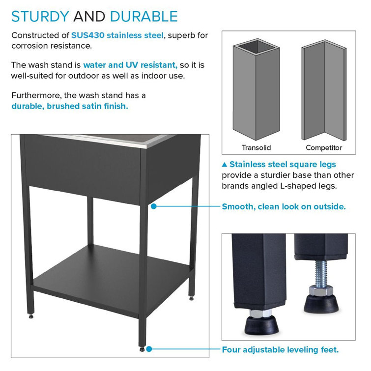 24'' Matte Black Stainless Steel Freestanding Laundry Sink with Faucet