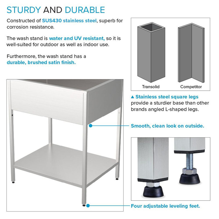28'' Brushed Stainless Steel Freestanding Laundry Sink with Faucet