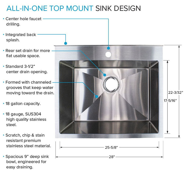 28'' Matte Black Stainless Steel Free Standing Laundry Sink with Faucet