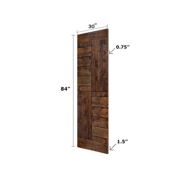 Dark Walnut Solid Wood Double Sliding Barn Door with Matte Finish