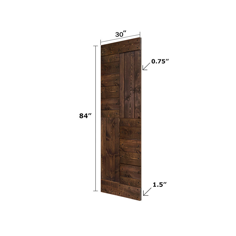 Kona Coffee Solid Wood Double Sliding Barn Door with Matte Finish