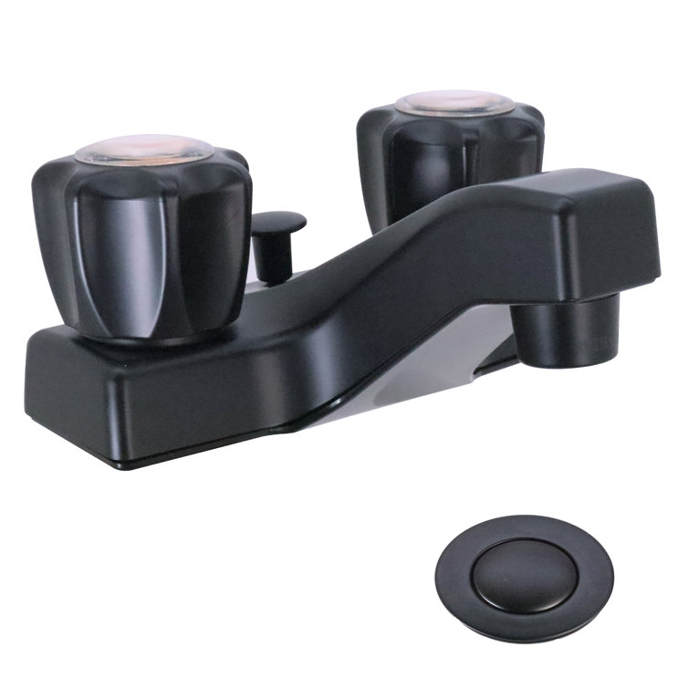 Matte Black Acrylic 4" Centerset Bathroom Faucet with Pop-Up Drain