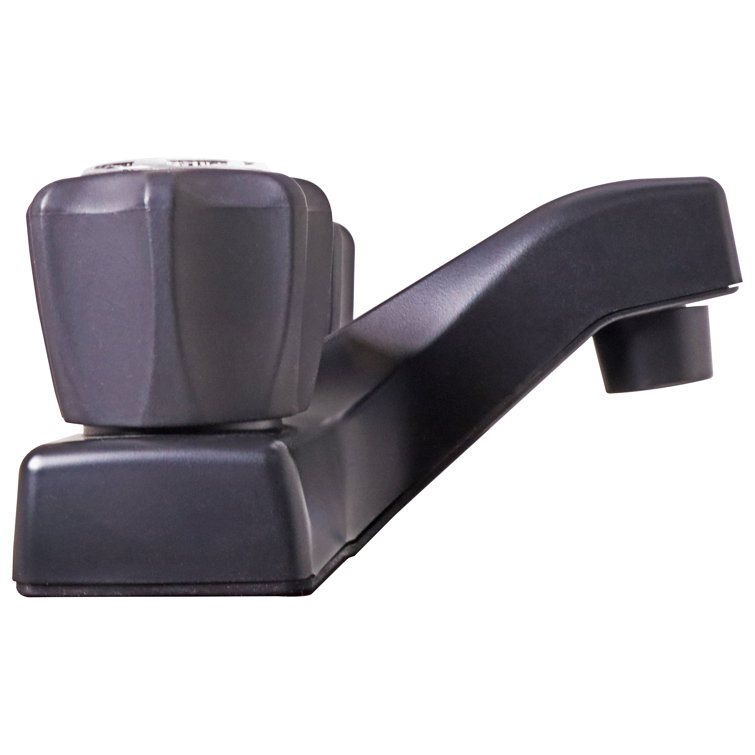 Matte Black Acrylic 4" Centerset Bathroom Faucet with Pop-Up Drain