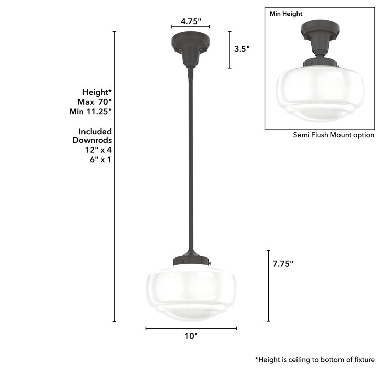 Noble Bronze Seeded Glass Mini Pendant - Transitional Schoolhouse Design