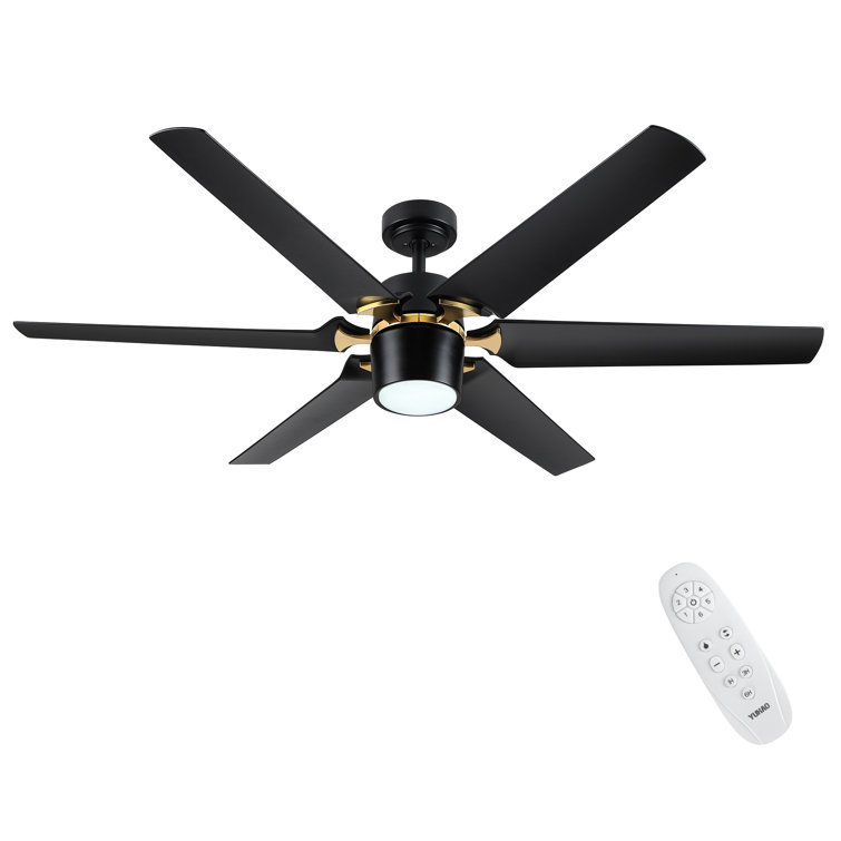 Modern 60'' Black and Gold Ceiling Fan with LED Light and Remote