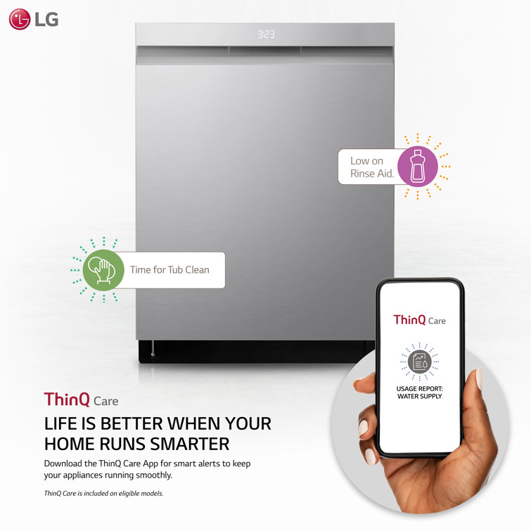 Elegant 24" Smart Dishwasher with QuadWash & TrueSteam, Stainless Steel