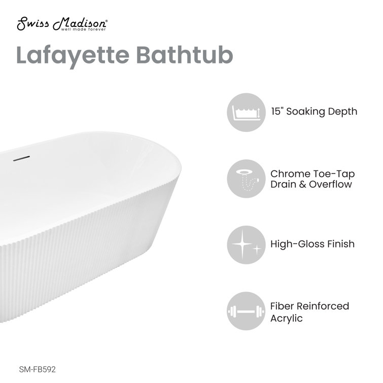 Lafayette 67" White Acrylic Freestanding Bathtub