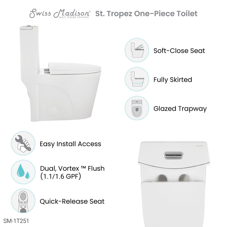 White Elongated Dual Flush High Efficiency Toilet