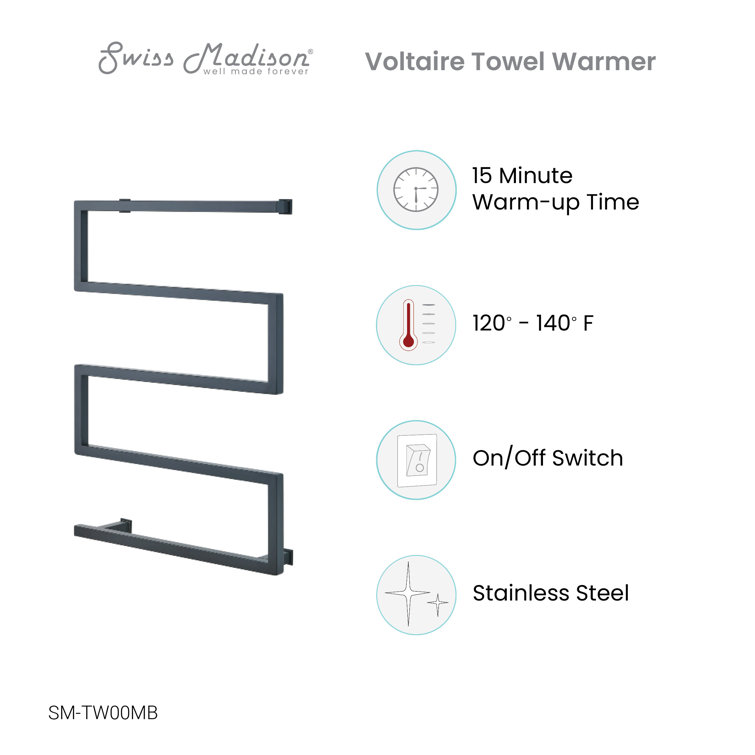 Matte Black Stainless Steel Wall Mounted Towel Warmer