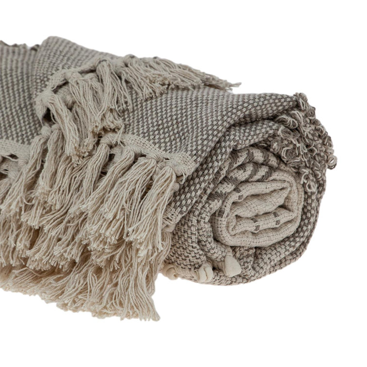 Neil Eclectic Beige 67" x 52" Wool-Blend Handloom Throw