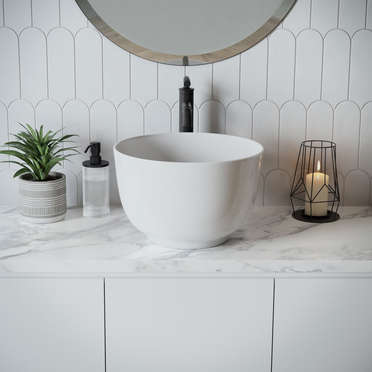 Calice 15'' White Ceramic Round Vessel Sink