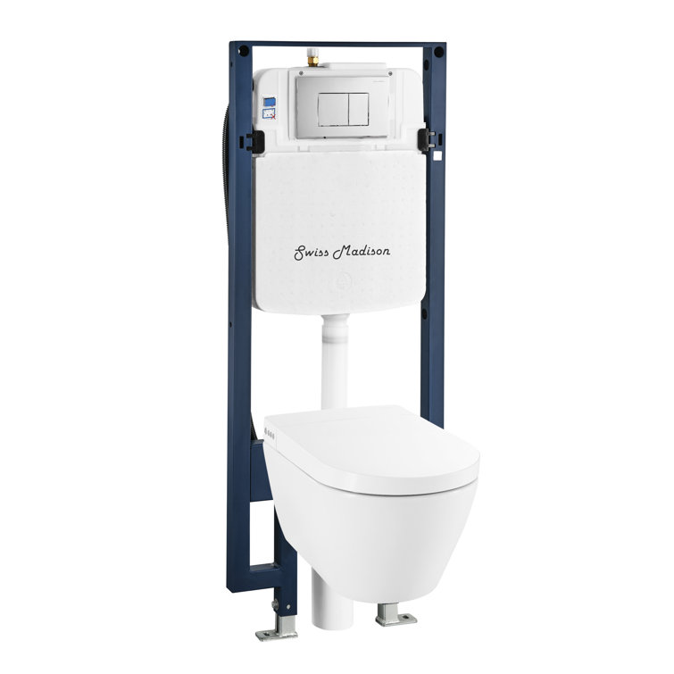 Hugo White Glossy Wall-Hung Elongated Smart Toilet with Bidet