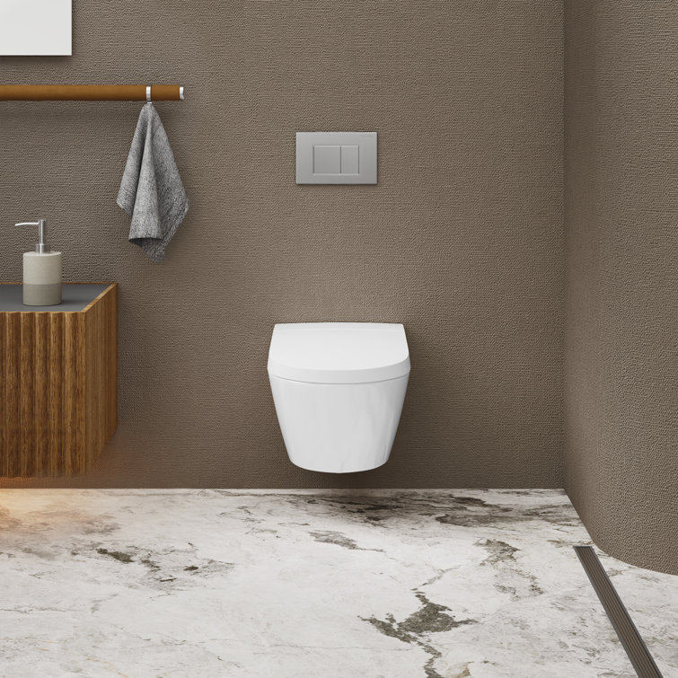 Hugo White Glossy Wall-Hung Elongated Smart Toilet with Bidet
