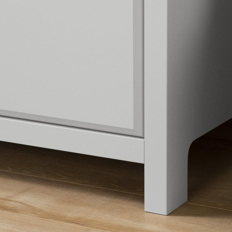 Soft Gray Changing Table Dresser with Drawers and Cabinet