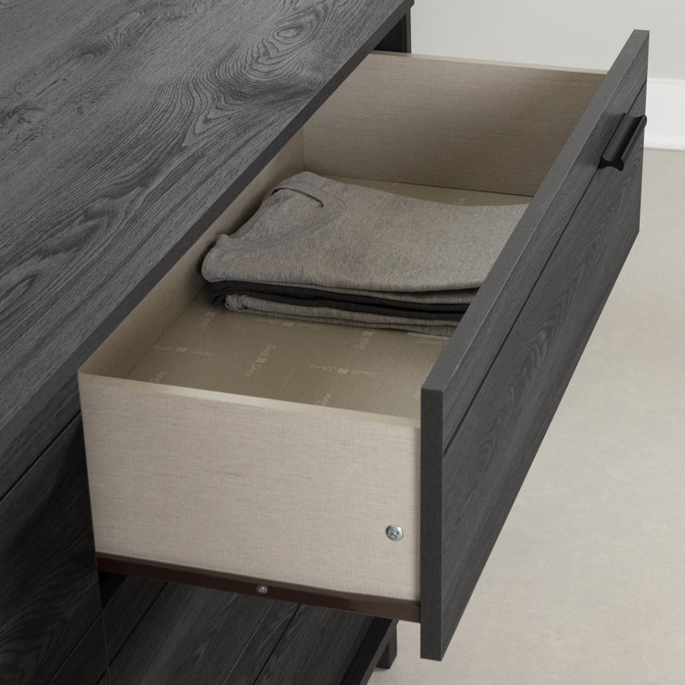 Gray Oak Double Dresser with 6 Drawers