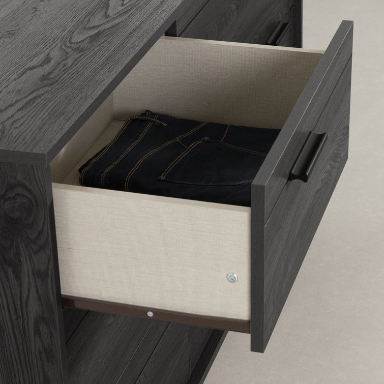 Gray Oak Double Dresser with 6 Drawers